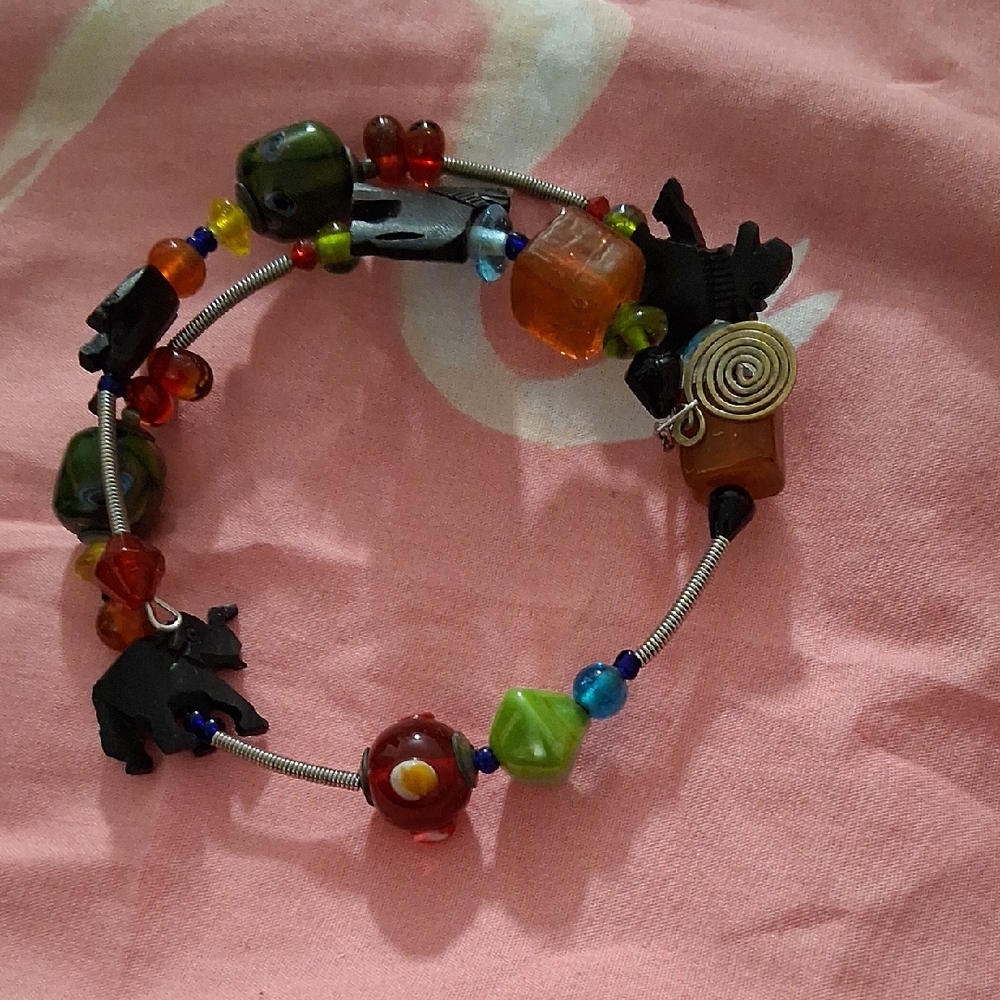 Colorful Beaded Elephant Bracelet